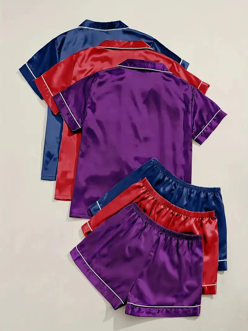 3-Pack Solid Satin Women's Sleepwear Set