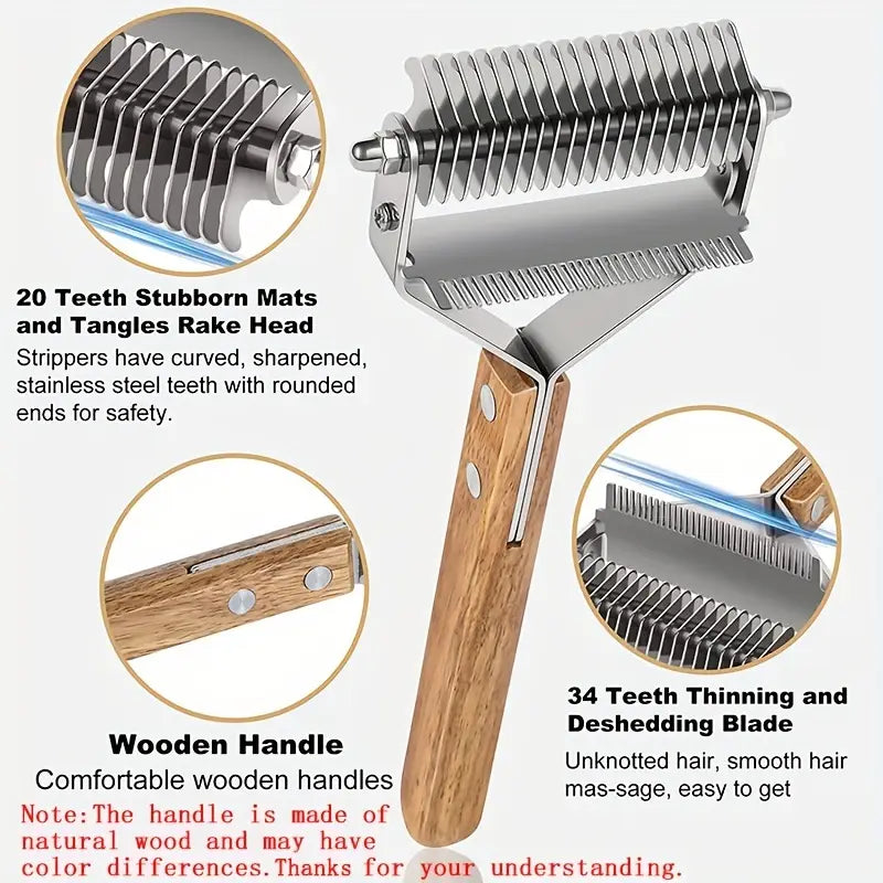 2-in-1 Dematting Comb and Deshedding Brush - Pack of 2